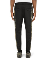 Stretch cotton jogging pants with bands - | Dolce & Gabbana