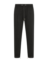 Stretch cotton jogging pants with bands - | Dolce & Gabbana