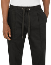 Stretch cotton jogging pants with bands - | Dolce & Gabbana