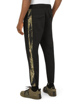 Stretch cotton jogging pants with bands - | Dolce & Gabbana