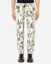Regular-fit gray jeans with marbled print - | Dolce & Gabbana