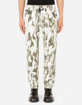 Regular-fit gray jeans with marbled print - | Dolce & Gabbana