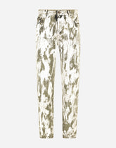 Regular-fit gray jeans with marbled print - | Dolce & Gabbana