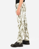 Regular-fit gray jeans with marbled print - | Dolce & Gabbana