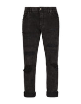 Black regular-fit jeans with rips - | Dolce & Gabbana