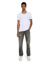 Regular-fit blue wash jeans with abrasions - | Dolce & Gabbana