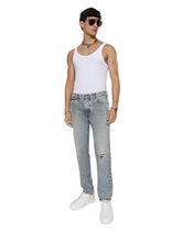 Light blue regular-fit stretch jeans with rips - | Dolce & Gabbana