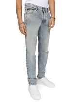 Light blue regular-fit stretch jeans with rips - | Dolce & Gabbana