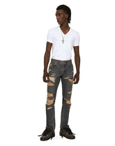 Regular-fit blue wash denim jeans with rips - | Dolce & Gabbana