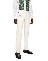 Regular-fit white denim jeans - | Dolce & Gabbana