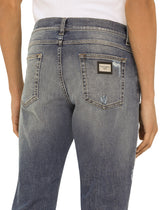 STRETCH DENIM REGULAR JEANS WITH RIPS - | Dolce & Gabbana