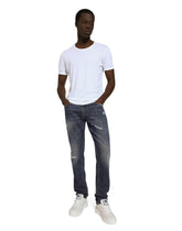 Regular-fit blue wash jeans with abrasions - | Dolce & Gabbana