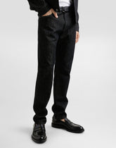 Regular-fit cotton jeans with tag - | Dolce & Gabbana