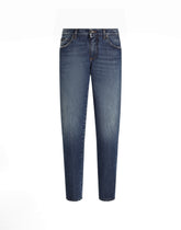 Regular cotton jeans with plaque - | Dolce & Gabbana