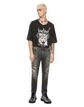 Loose gray jeans with repaired rips - | Dolce & Gabbana