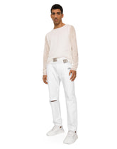 Loose white jeans with rips and abrasions - | Dolce & Gabbana