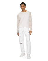 Loose white jeans with rips and abrasions - | Dolce & Gabbana