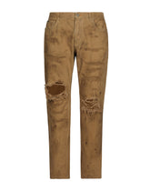 Overdyed loose fit stretch jeans with rips - | Dolce & Gabbana