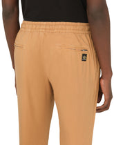Stretch cotton jogging pants with patch - | Dolce & Gabbana