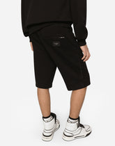 Jersey jogging shorts with logo tag - | Dolce & Gabbana