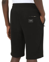 Jersey jogging shorts with logo tag - | Dolce & Gabbana
