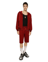 Jersey bermuda jogging shorts with small logoed plaque - | Dolce & Gabbana