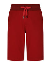 Jersey bermuda jogging shorts with small logoed plaque - | Dolce & Gabbana