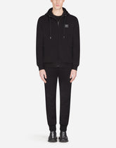 Jersey jogging pants with branded tag - | Dolce & Gabbana