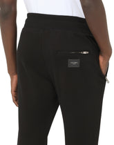 Jersey jogging pants with branded plate - | Dolce & Gabbana