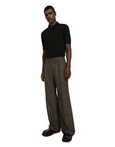 Straight-leg glen plaid wool pants - | Dolce & Gabbana
