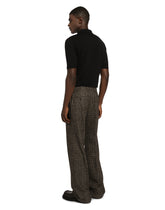 Straight-leg glen plaid wool pants - | Dolce & Gabbana