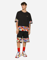 Jersey jogging shorts with printed trims - | Dolce & Gabbana