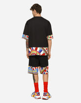 Jersey jogging shorts with printed trims - | Dolce & Gabbana