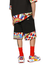 Jersey jogging shorts with printed trims - | Dolce & Gabbana