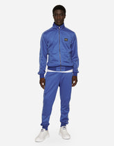 Triacetate jogging pants with bands - | Dolce & Gabbana