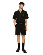 Coin detail stretch cotton twill Bermuda shorts - | Dolce & Gabbana