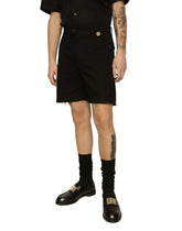 Coin detail stretch cotton twill Bermuda shorts - | Dolce & Gabbana
