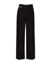 Stretch cotton pants with logo tag - | Dolce & Gabbana