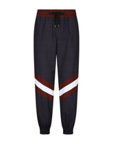 Checked wool jogging pants with DG patch - | Dolce & Gabbana