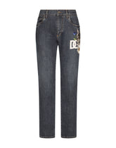 Slim-fit stretch denim jeans with DG patch - | Dolce & Gabbana