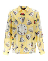 Silk habotai shirt with plates and cups print - | Dolce & Gabbana