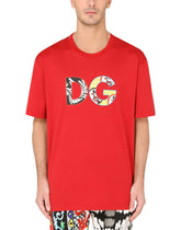 Cotton t-shirt with DG patch - | Dolce & Gabbana