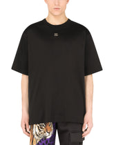 Jersey and twill T-shirt with tiger print - | Dolce & Gabbana