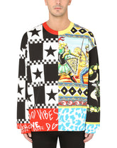 Jersey sweatshirt with carretto patchwork print - | Dolce & Gabbana