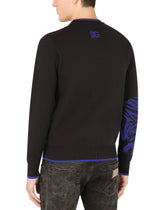 Round-neck tiger-design jacquard sweater - | Dolce & Gabbana