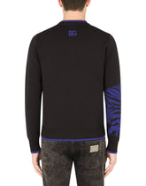 Round-neck tiger-design jacquard sweater - | Dolce & Gabbana