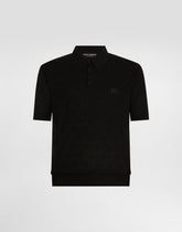 Silk polo shirt with embroidery - | Dolce & Gabbana