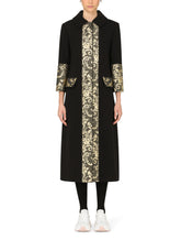 Stretch wool coat with jacquard details - | Dolce & Gabbana
