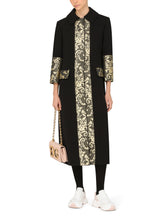 Stretch wool coat with jacquard details - | Dolce & Gabbana