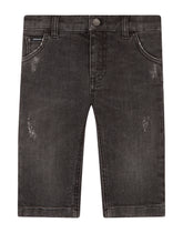 Gray wash regular-fit stretch jeans - | Dolce & Gabbana
